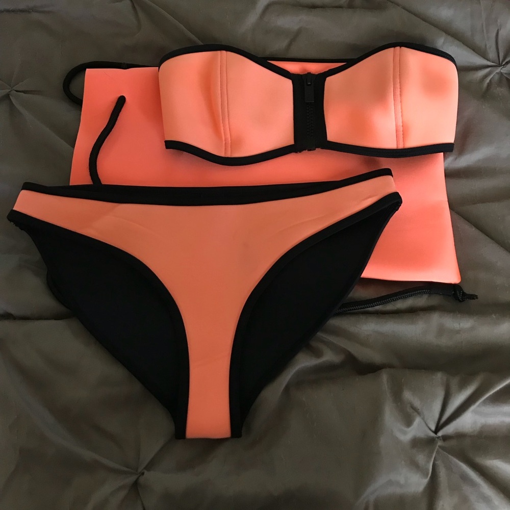 Triangl brand orange strapless bathing suit